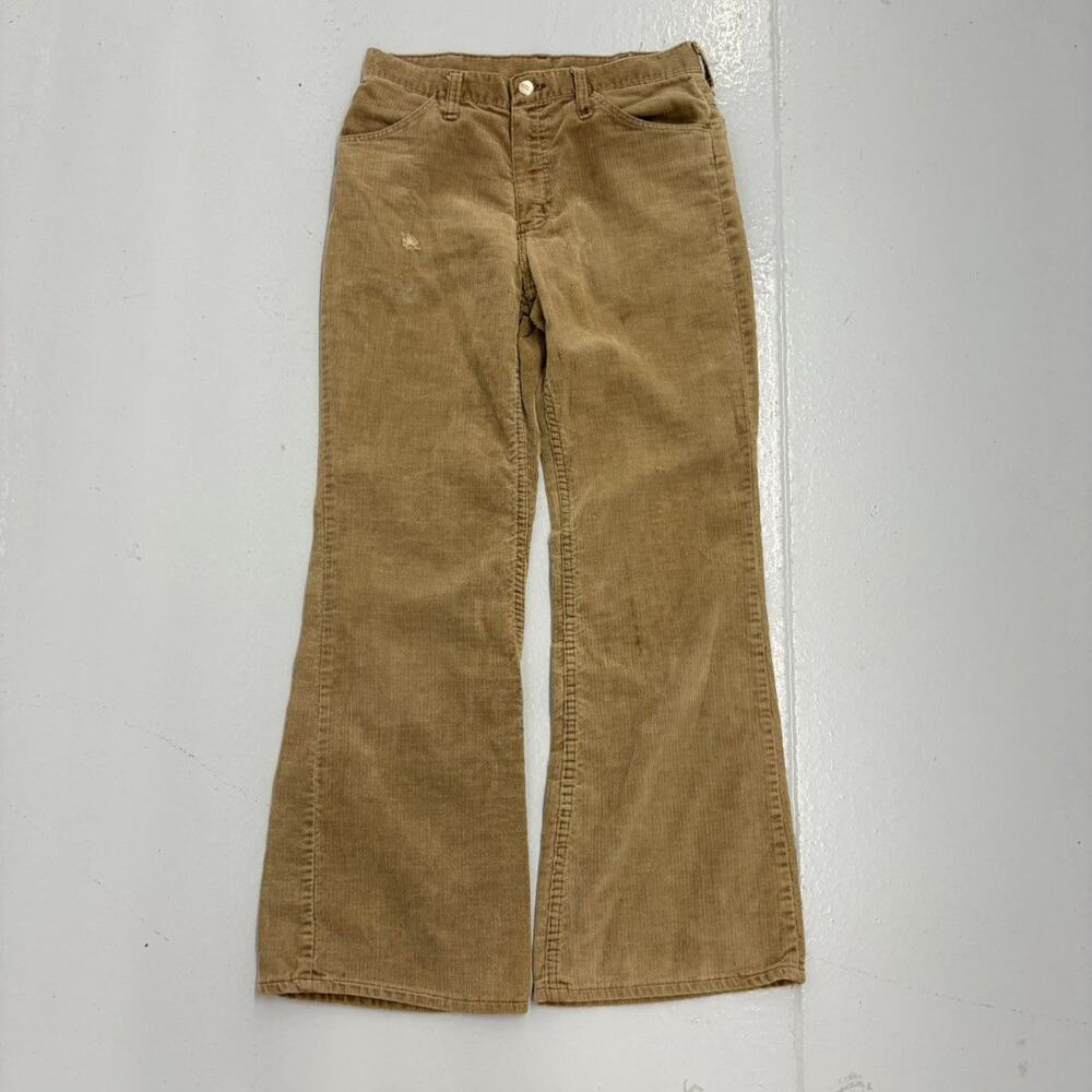Vintage 70s Wrangler Tan Bell Bottom Flared Corduroys 29x29